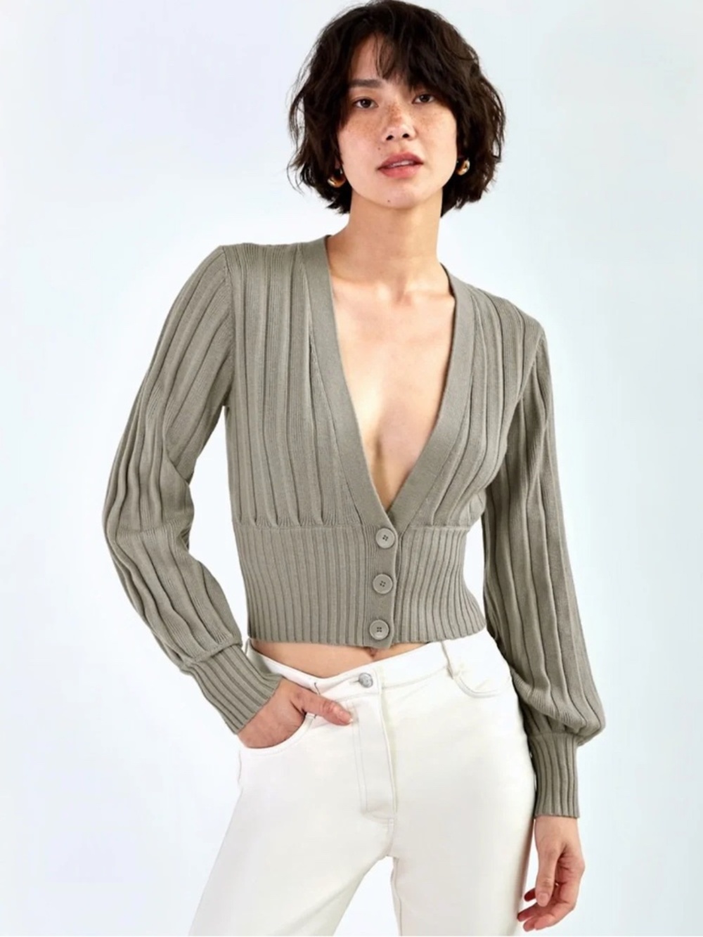Aritzia Plunge Front Cropped Cardigan